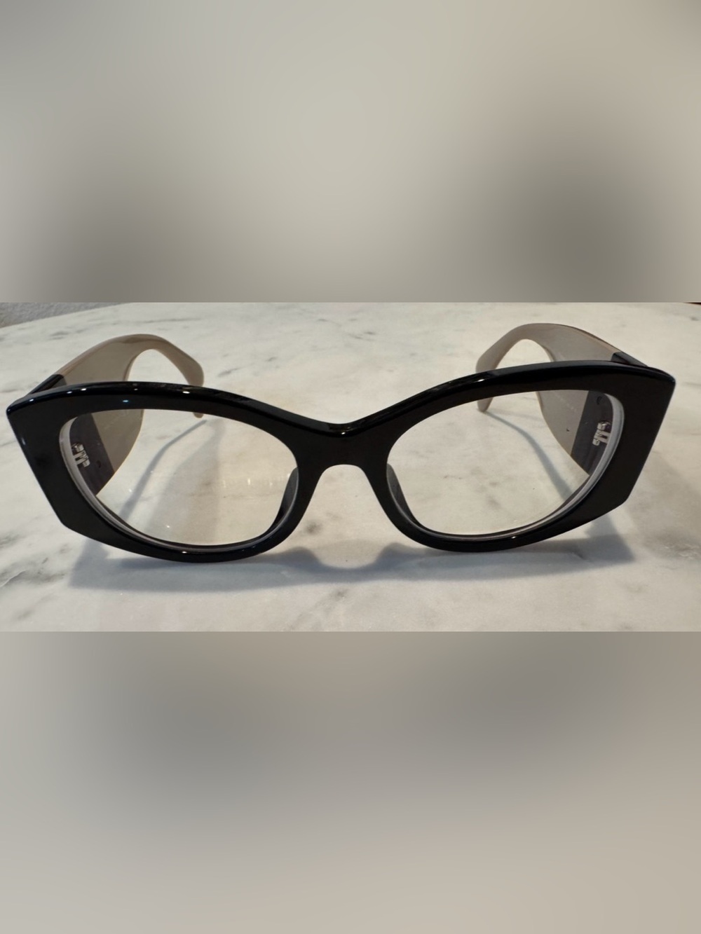 Chanel Black Oval Full-Rim Glasses - Sleek Black & Beige Everyday Frames